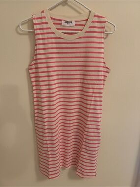 Double Zero Cream and Pink Striped Sleeveless Dress